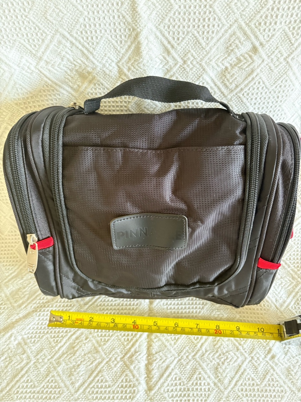 Black Men's Toiletry Bag with Red Accents